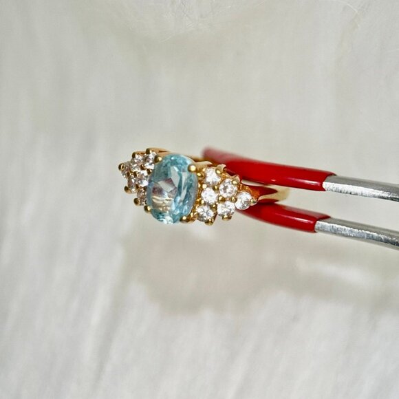 Aquamarine/Cz Ring - Picture 4 of 6